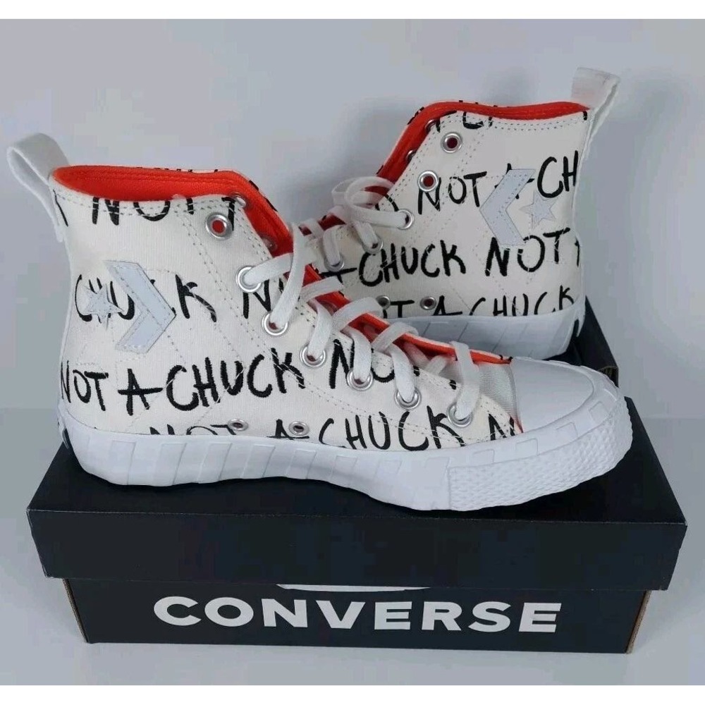 Converse Unt1tl3d Hi Kids Sneakers Size 5 White Orange Not A Chuck 266515C